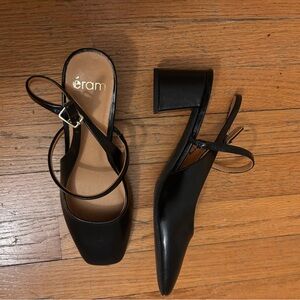 Black slingback shoes from French brand